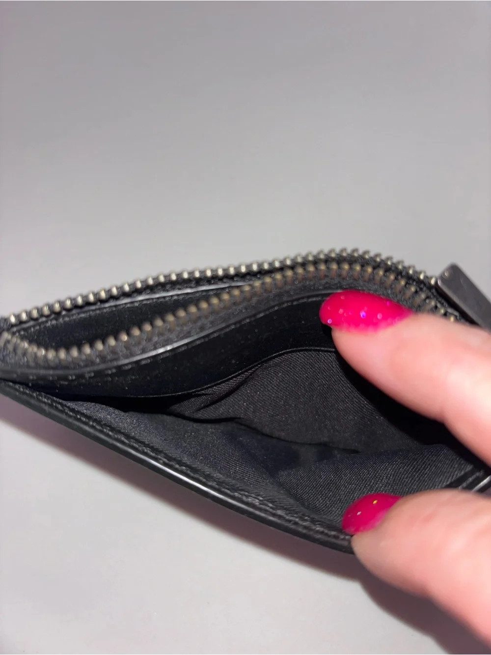 Coach Signature Black Zip Card Case Wallet Leather Coin Pouch